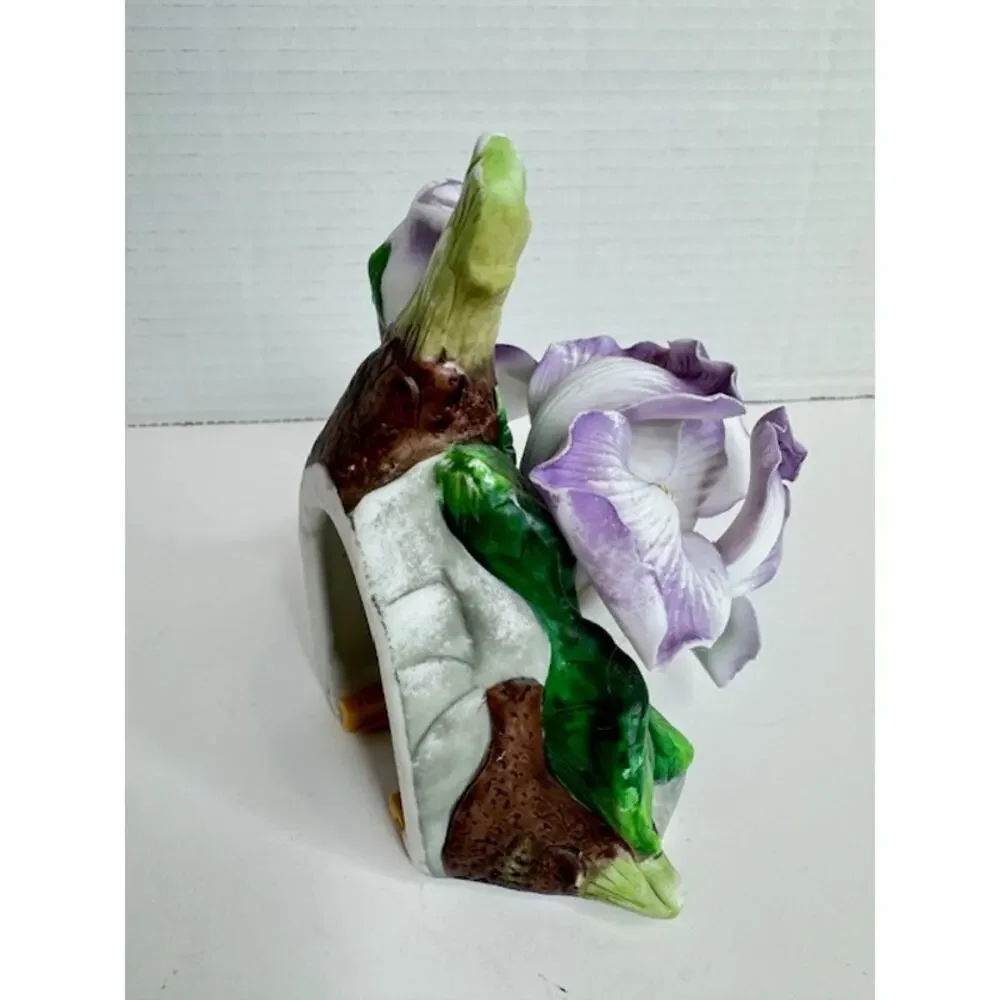 Vintage Porcelain Purple Iris Night Light Cover Floral Cottagecore Decor 4.5
